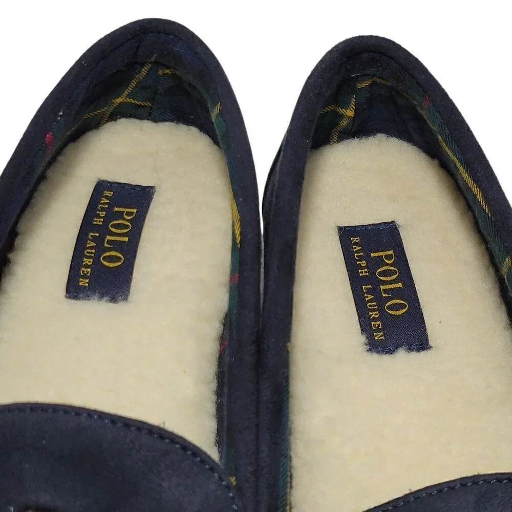 Polo Ralph Lauren Slippers Big Kid Boys‎ Child Size 9 Dezi V Bear Faux Suede Fur